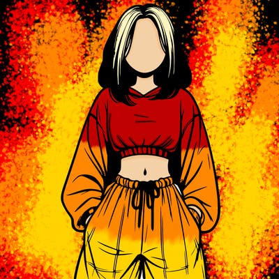 realistic girl faceless with baggy pants and a crop top