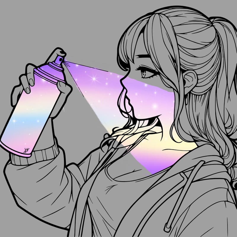 a realistic girl spray, painting