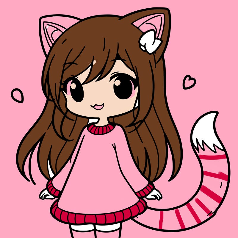 girl with cat ears and tail