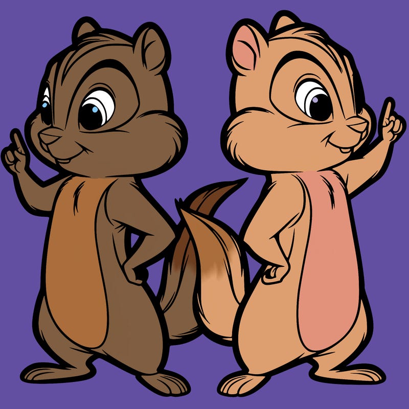 two tamias standing up split realistic