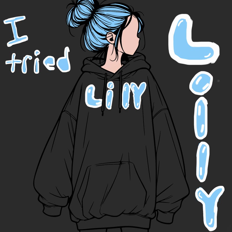 realistic girl with a oversized sweatshirt on and a bun