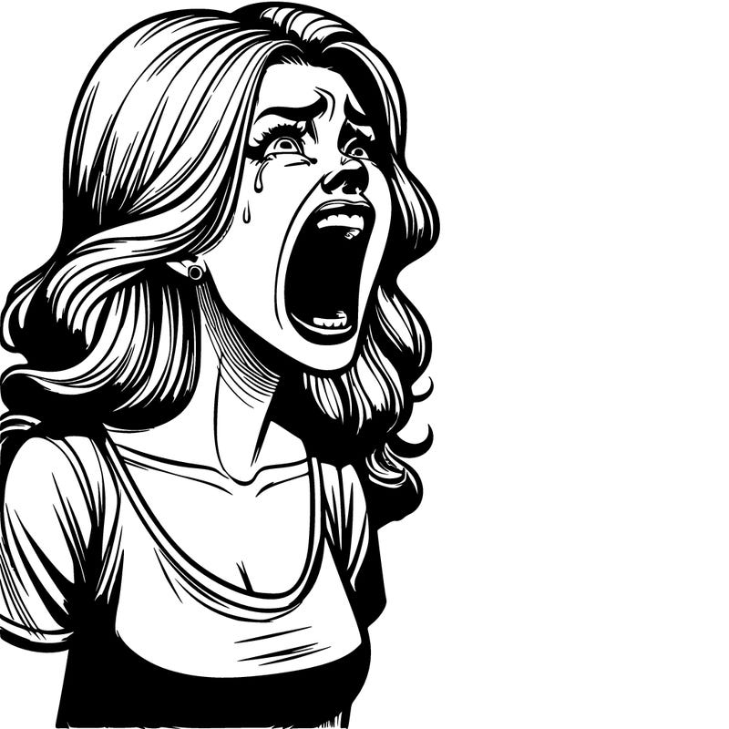 realistic woman screaming in fear