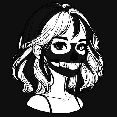 realistic girl with skull