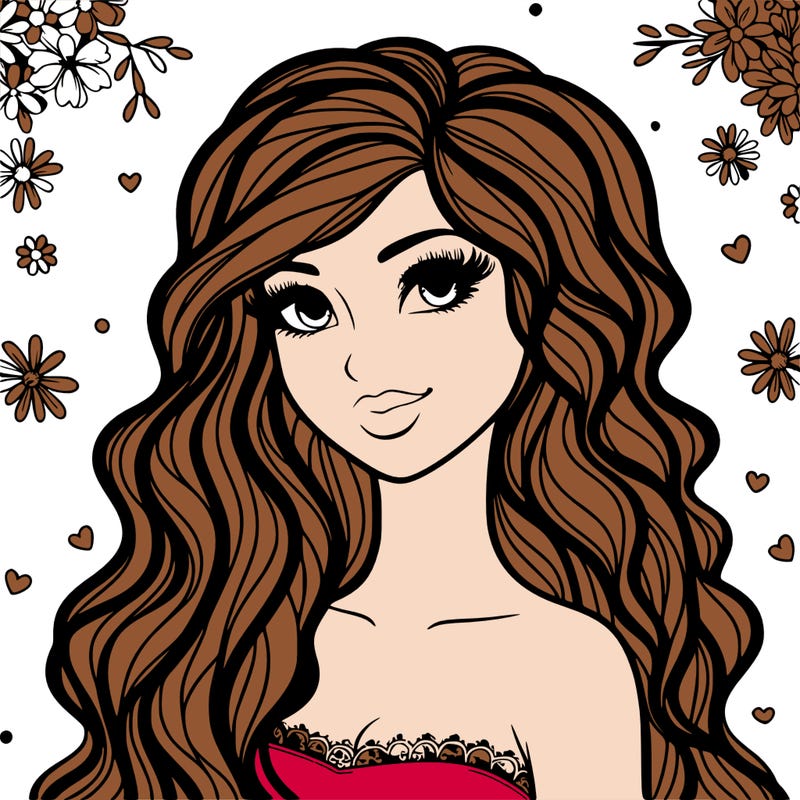 pretty woman with long wavy hair