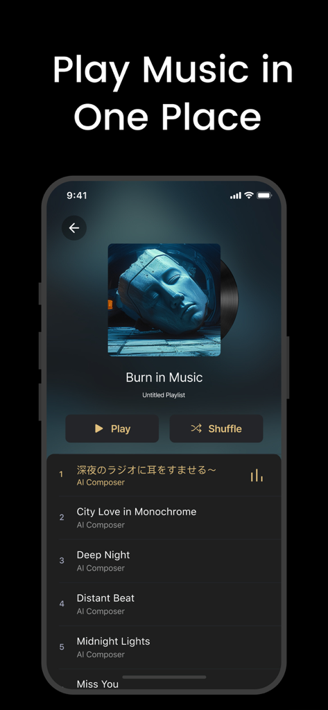 Connect Speaker & Headphones ‣ - Interface of the Connect Speaker and Headphones app featuring a retro music player and playlist