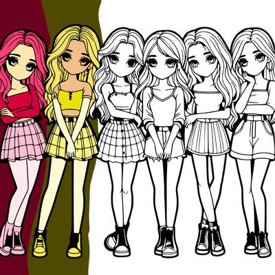 a group of girls realistic