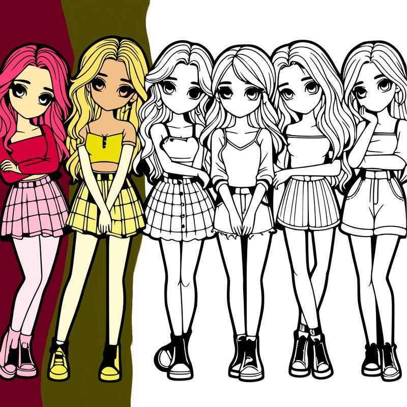 a group of girls realistic