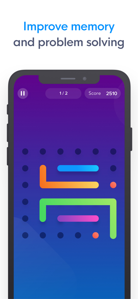 Interfaccia dell'app MindPal che mostra un gioco di puzzle per migliorare la memoria e la risoluzione dei problemi