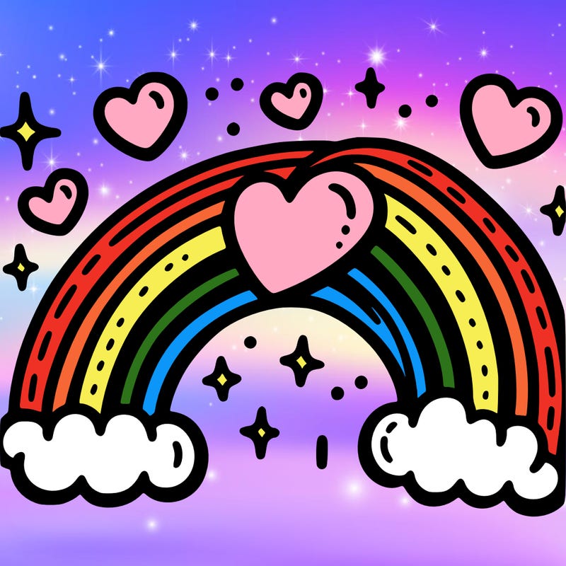 hearts and rainbow