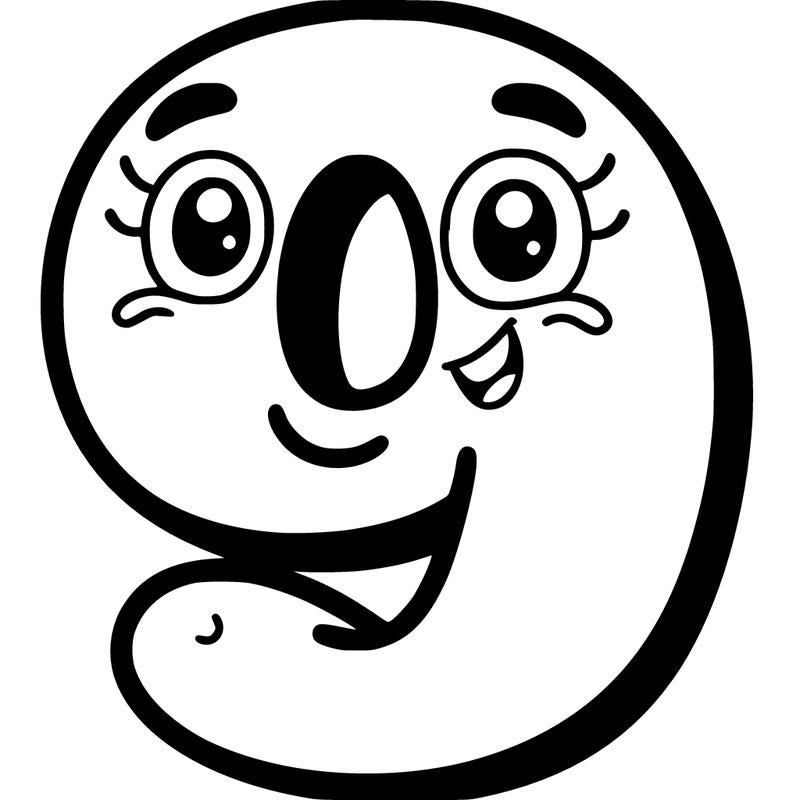 one smiling number 9