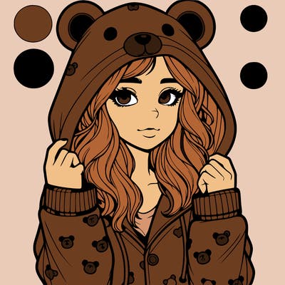 realistic girl in a animal pjs hoodie