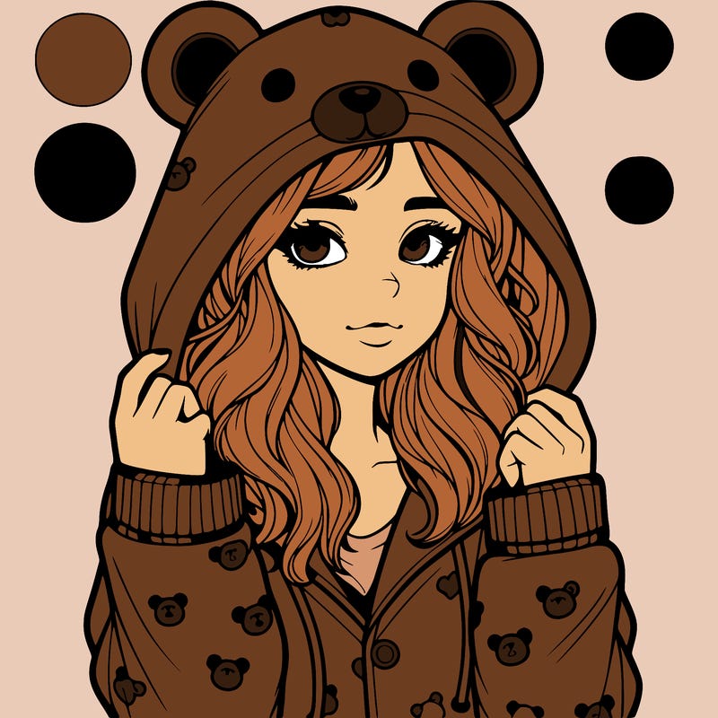 realistic girl in a animal pjs hoodie