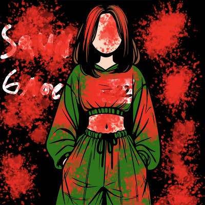 realistic girl faceless with baggy pants and a crop top