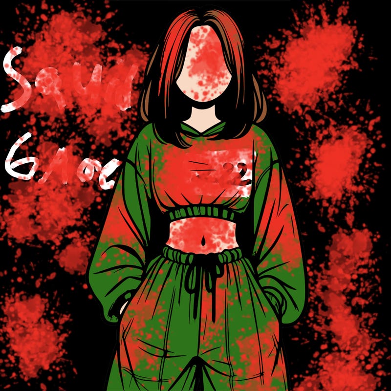 realistic girl faceless with baggy pants and a crop top