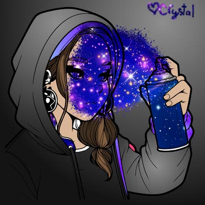 a realistic girl, spray painting