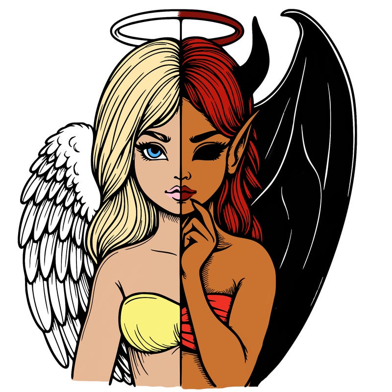 realistic angel half demon