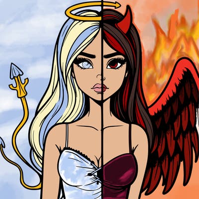 devil vs angel realistic girl