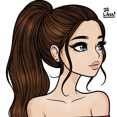 a beautiful and realistic girl with a high pony tail