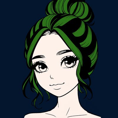 realistic pretty girl with hair in bun