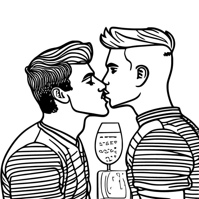 two men kissing