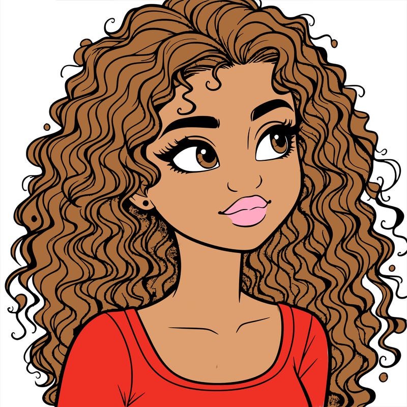 realistic girl with curly hair