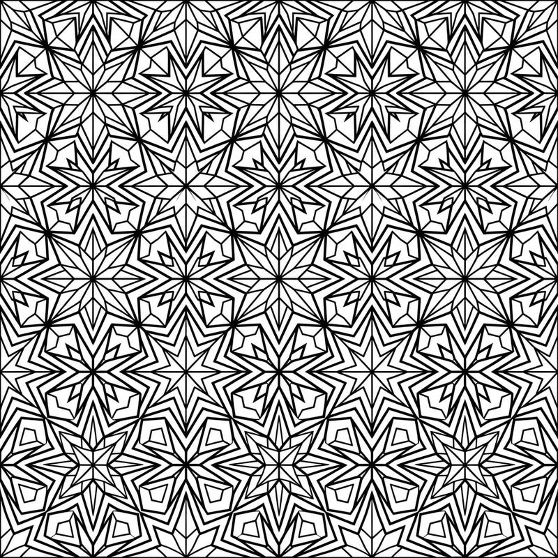 Dive into a world of geometric beauty with our Star Tessellations coloring page, thoughtfully designed for seniors. This intricate pattern features large print and clear outlines, offering a relaxing and stimulating creative experience.