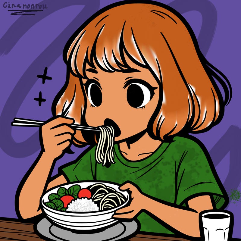 a girl eating food