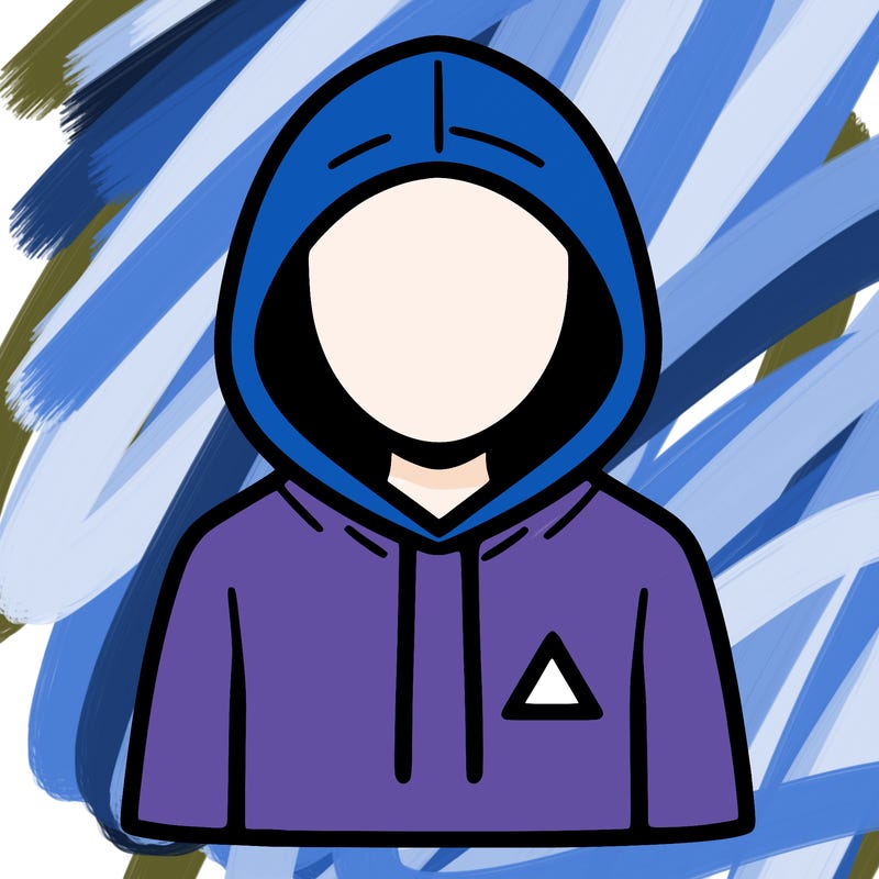 a person with non face waering a hoodie with a small triangle symbol