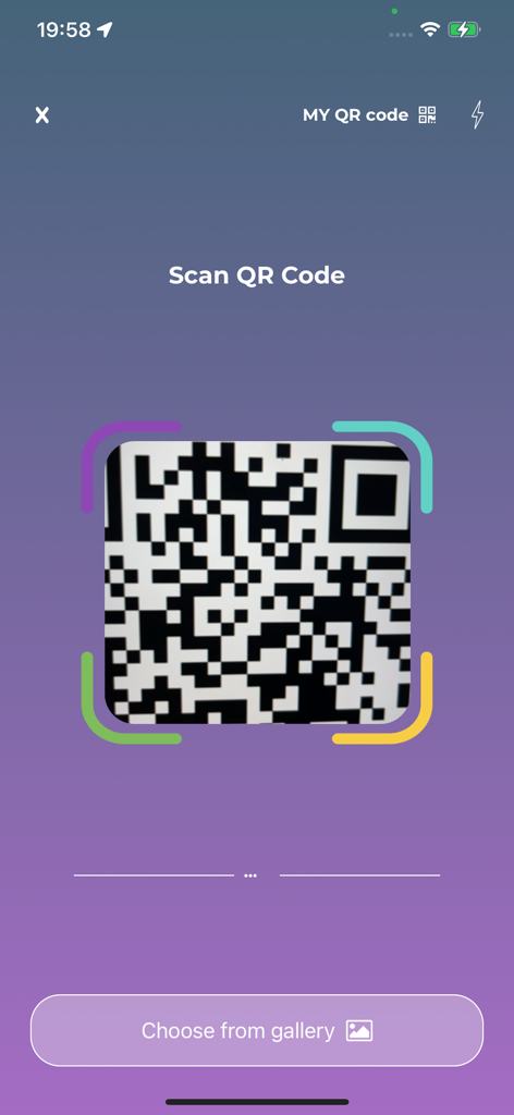 JawwalPay+ - JawwalPay app screen showing the scan QR code interface for making digital payments