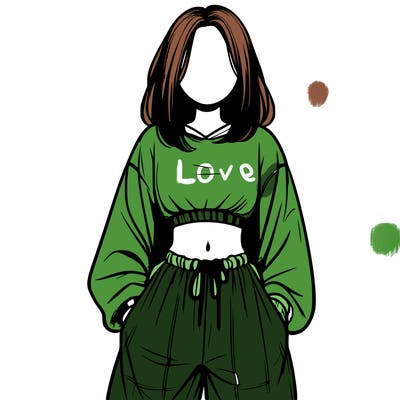 realistic girl faceless with baggy pants and a crop top