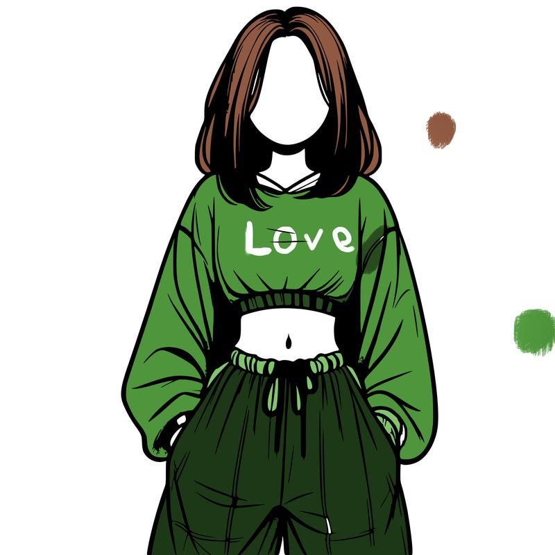 realistic girl faceless with baggy pants and a crop top