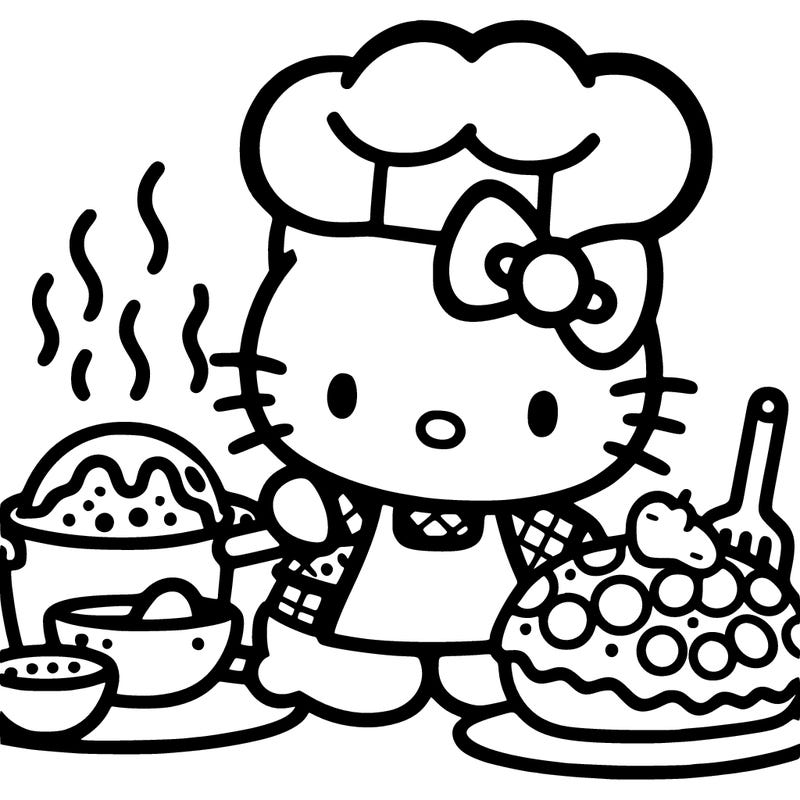 cutest hello kitty cooking