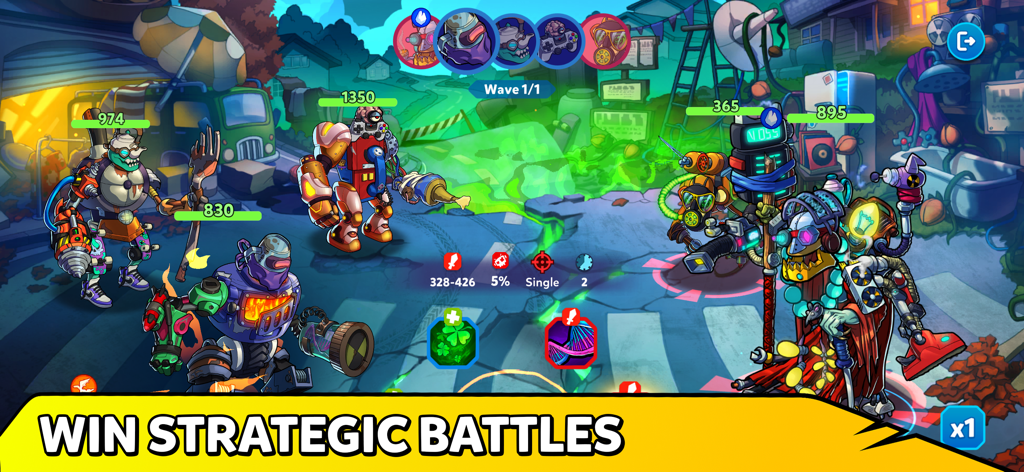 Strategic turn-based battle between custom junk robots