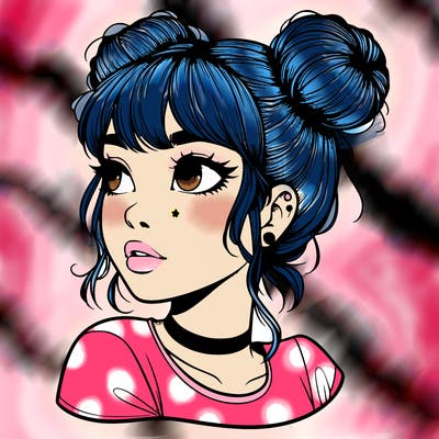 realistic girl with spacebuns