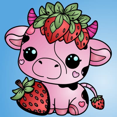 cute strawberry cow
