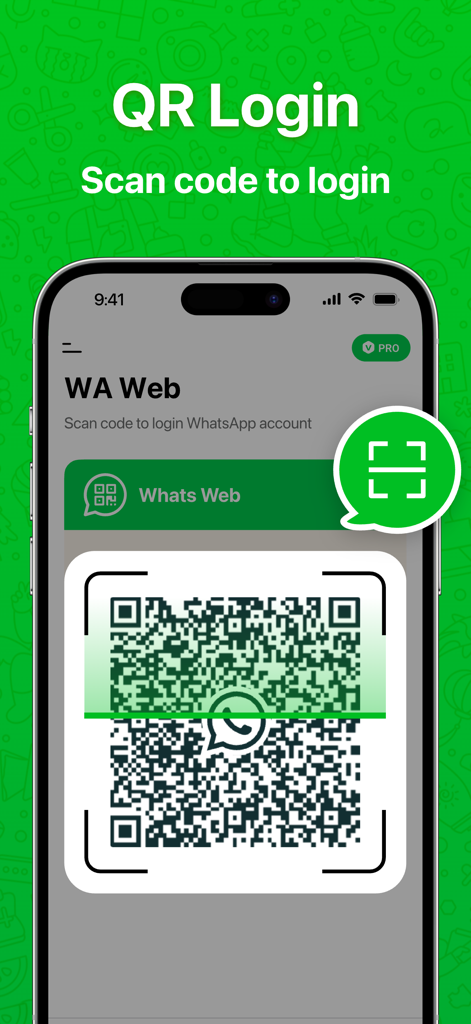 Web Scan - Dual Messenger App - iPhone screen displaying the QR login feature for accessing dual messaging accounts through a scan