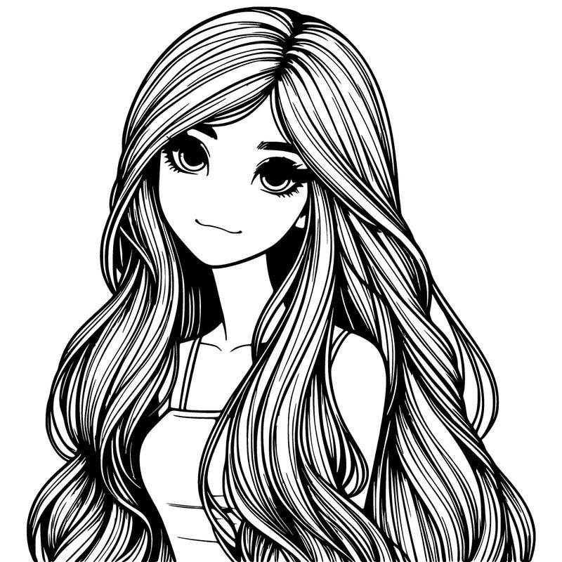 realistic girl with long hair
