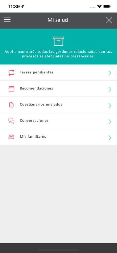 Fundación Jimenez Díaz - Fundación Jiménez Díaz app interface for managing health tasks and medical records
