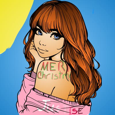 realistic girl with bangs looking over her shoulder