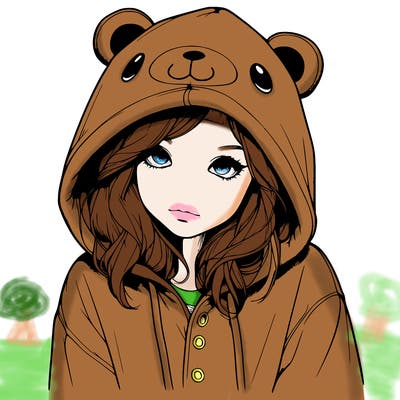 realistic girl in a animal pjs hoodie
