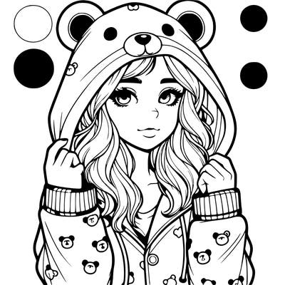 realistic girl in a animal pjs hoodie