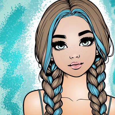 realistic girl with braids