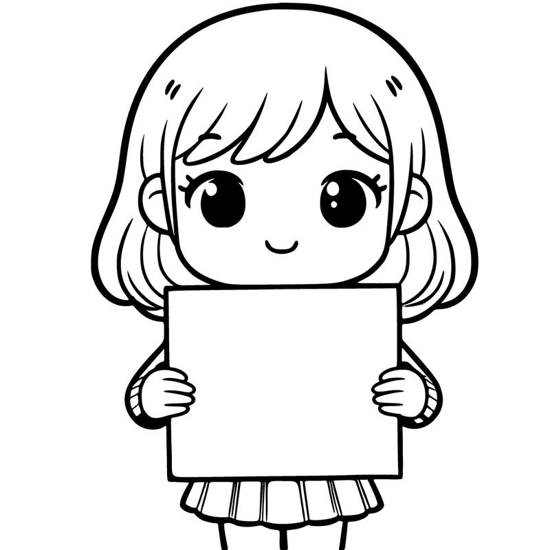 girl holding blank piece of paper