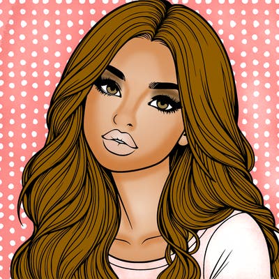 realistic girl with hair on her hair and lips