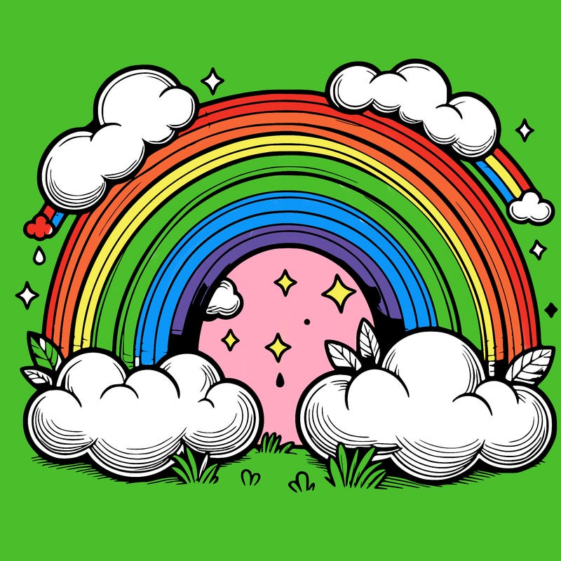 realistic rainbow and clouds