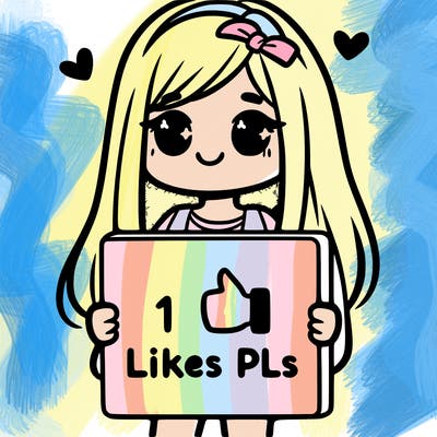 girl holding a sign saying 10 likes pls