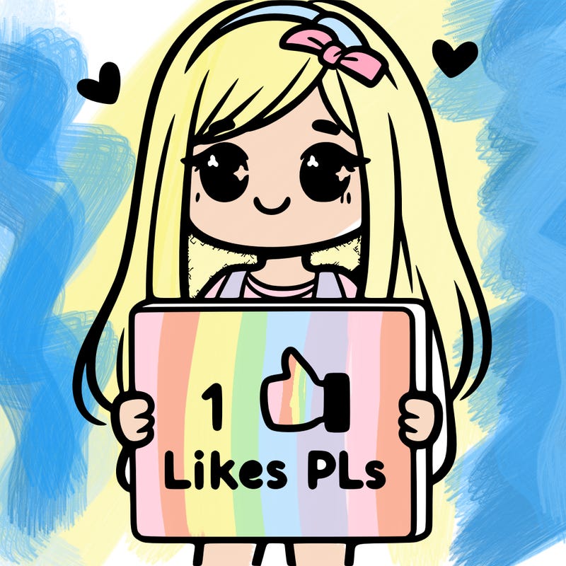 girl holding a sign saying 10 likes pls