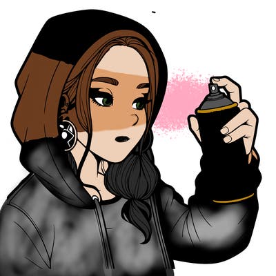 a realistic girl, spray painting