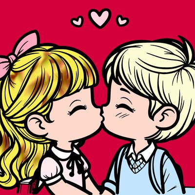 boy and girl kissing