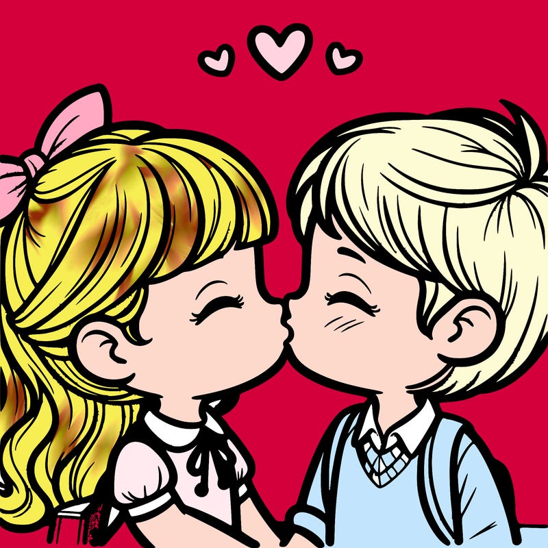 boy and girl kissing
